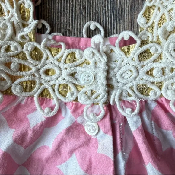 Mud Pie Seahorse Dress 0-6M Pink Beach Summer Boutique Baby Girl - Picture 5 of 6